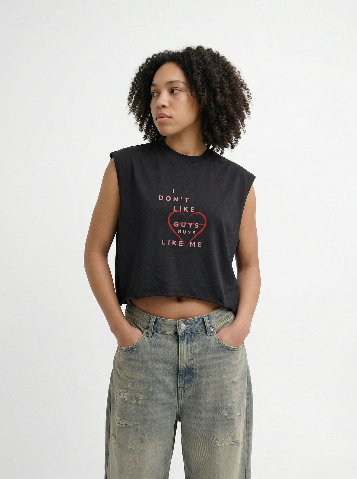 I Don’t Like Guys Terry Boxy Tank Top